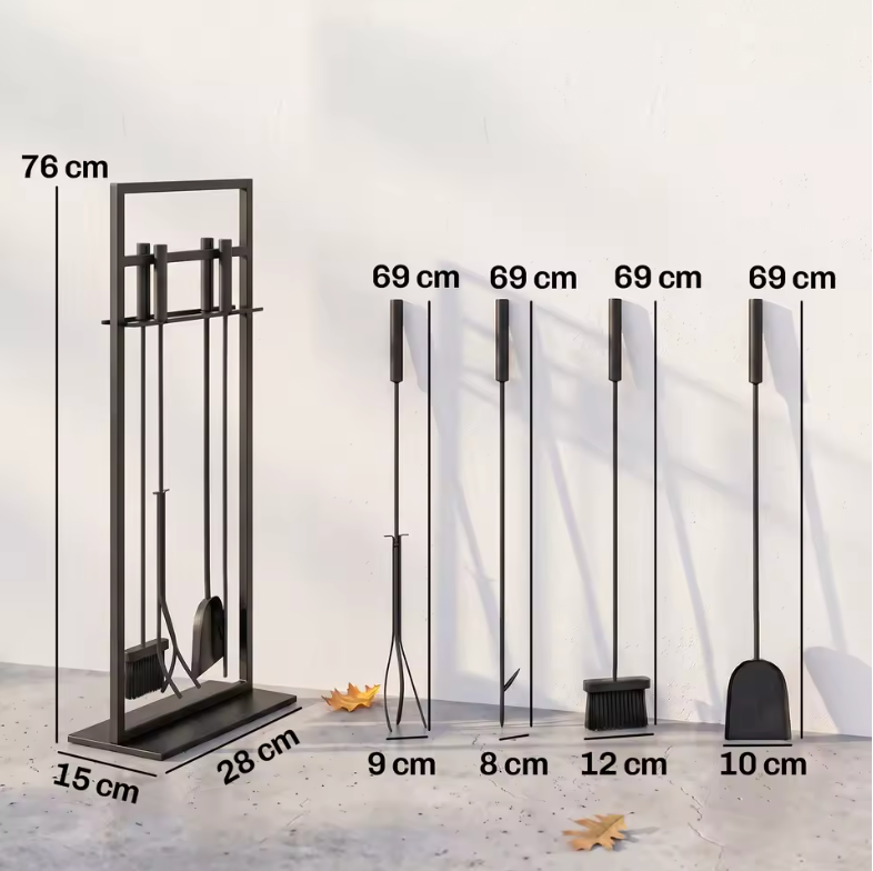 Dimensions du serviteur : support 76 x 28 x 15 cm, outils 69 cm
