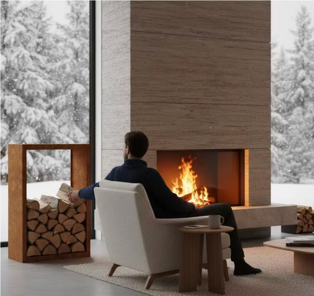 Oisans dans un salon face à la cheminée